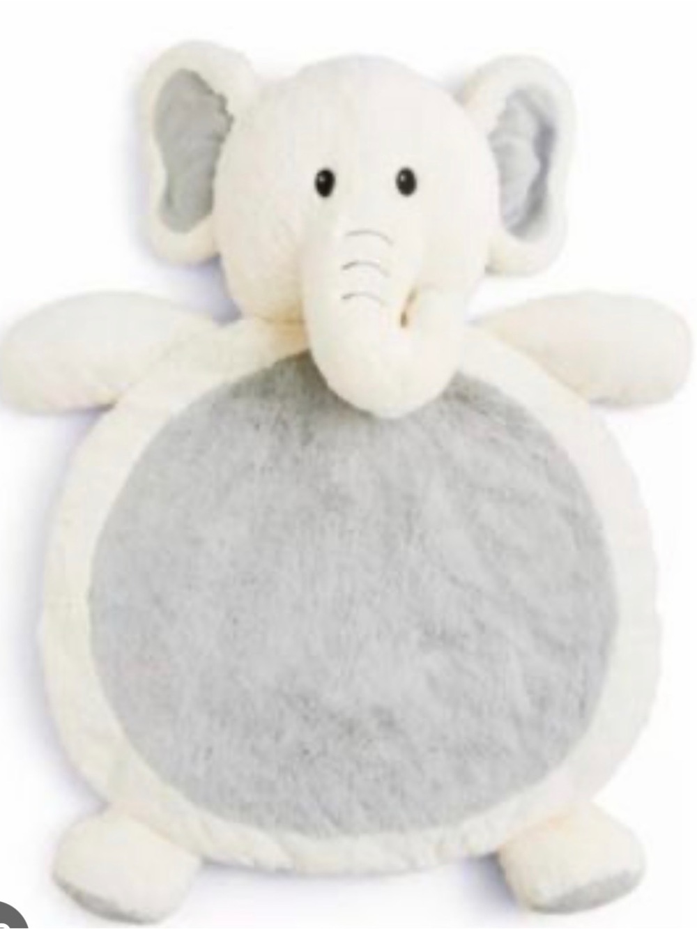 Plush Elephant Baby Play Mat - Soft Gray & Cream